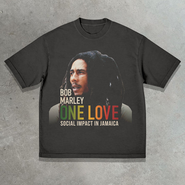 Bob Marley Give You One Love Print T-shirt