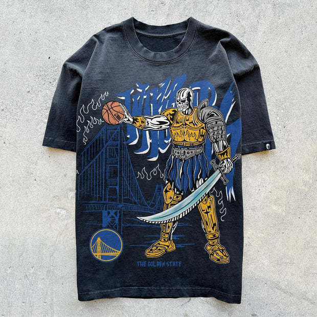 Warriors Basketball Print Short Sleeve T-Shirt