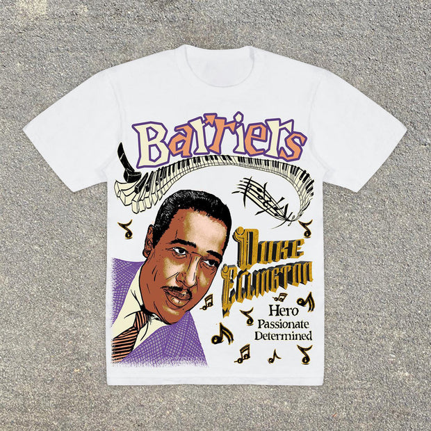 Jazz Godfather Print Casual Street Short Sleeve T-Shirt