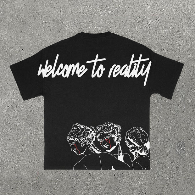 Welcome To Reatity Print Short Sleeve T-Shirt