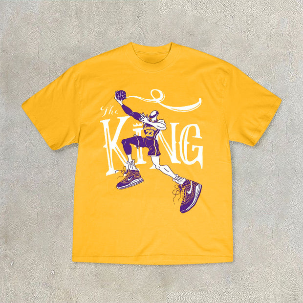 Trendy basketball print short-sleeved T-shirt