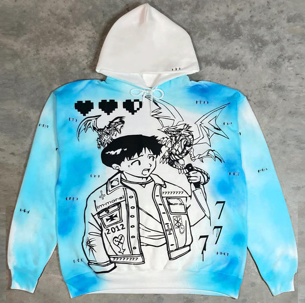 Casual personalized anime pattern hoodie