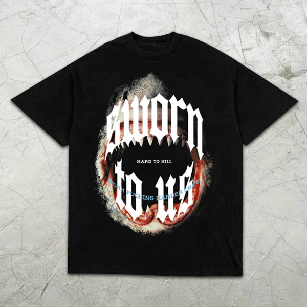 Shark Slogan Graphic Print Short Sleeve T-Shirt