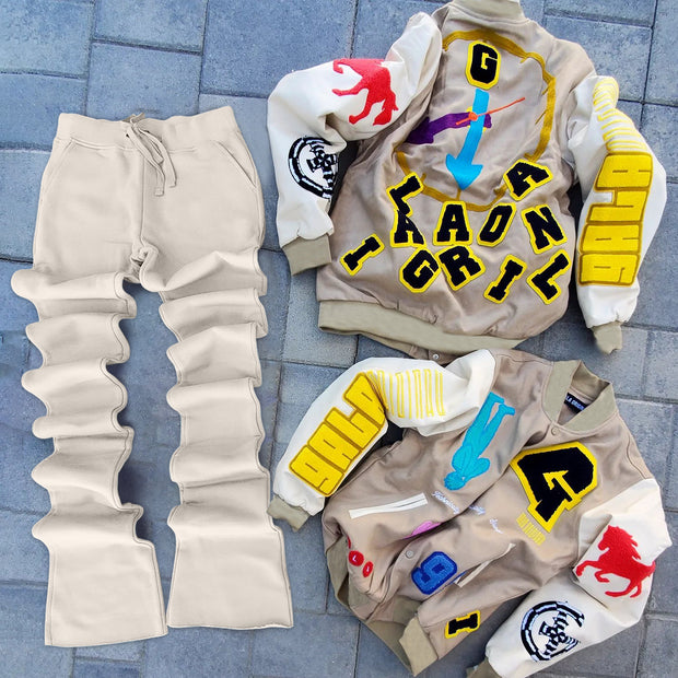 Personalized street style baseball uniform pants two-piece set