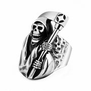 Titanium steel ring death sickle skull ring