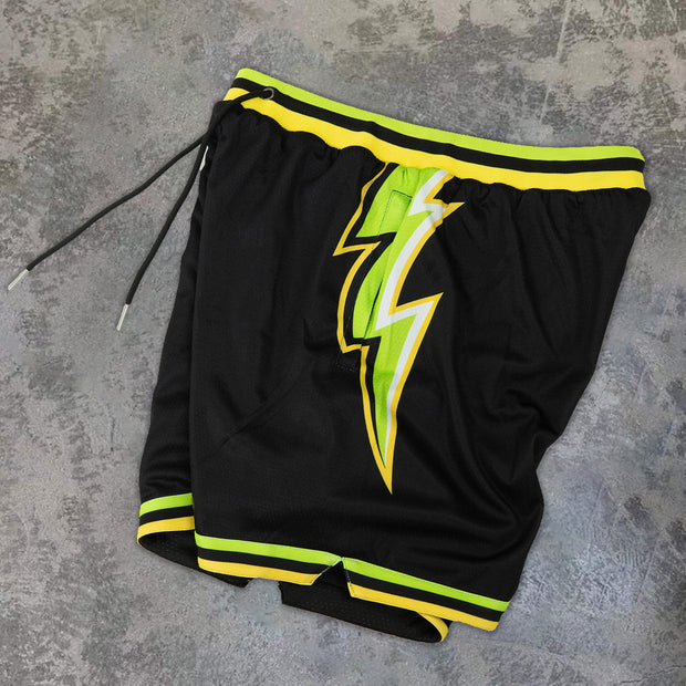 Casual Lightning Contrast Panel Fashion Sports Shorts