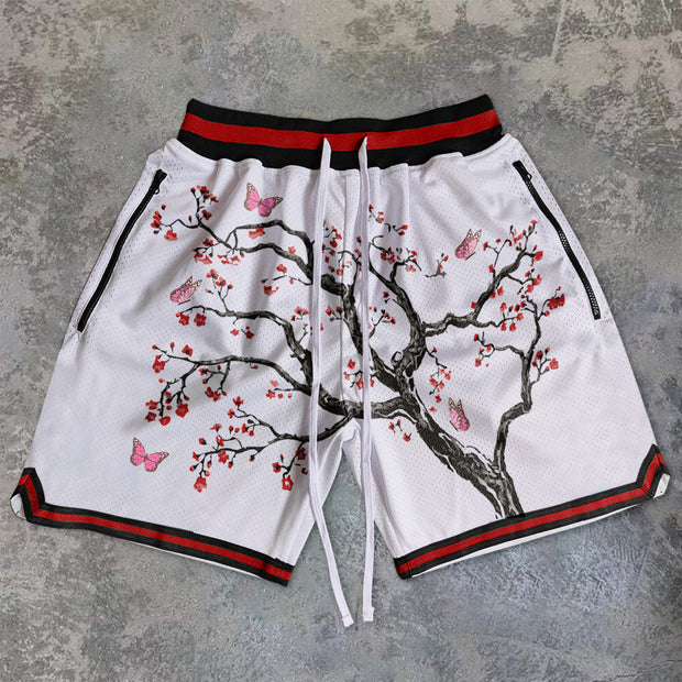Sakura Tree Pattern Fashion Street Sports Shorts