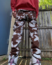 Personalized men's multi-pocket print street style trousers