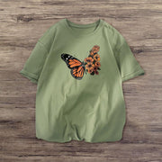 Retro butterfly stitching retro short-sleeved T-shirt