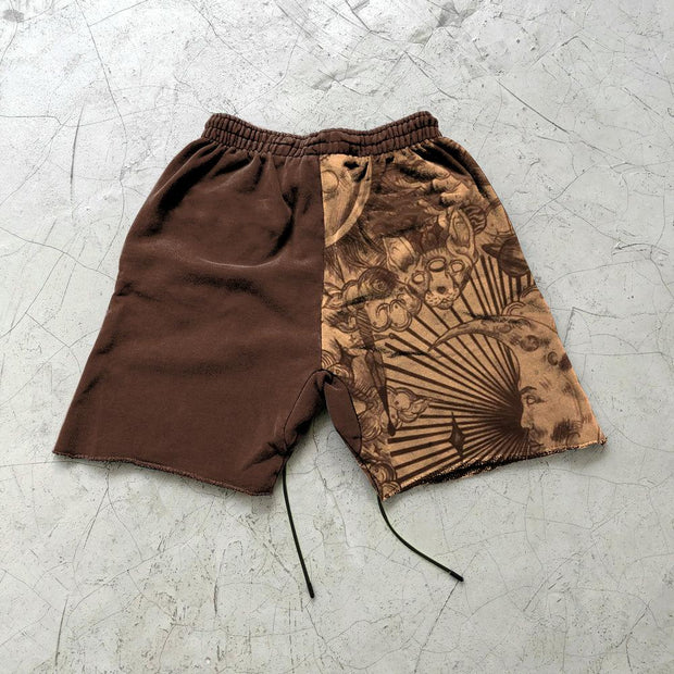 Duplex vintage style stitching casual shorts