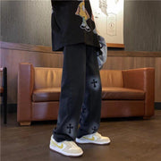 Jeans male high street ins tide brand loose straight mopping pants vibe American oldschool long pants