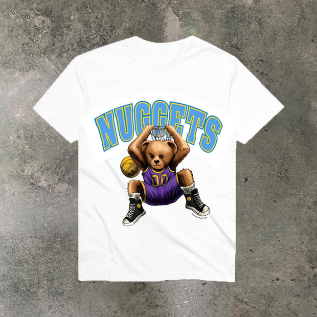 Casual basketball bear print T-shirt