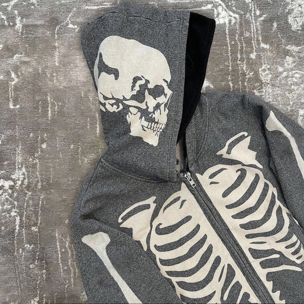 Personalized street style long-sleeved zipper hoodie printing men's