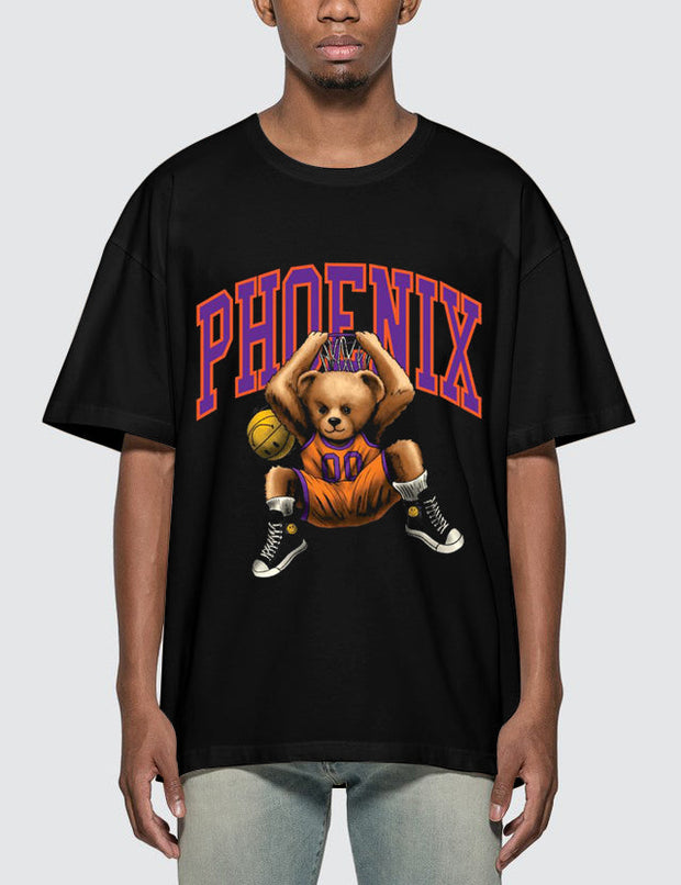 Personalized casual basketball bear print T-shirt