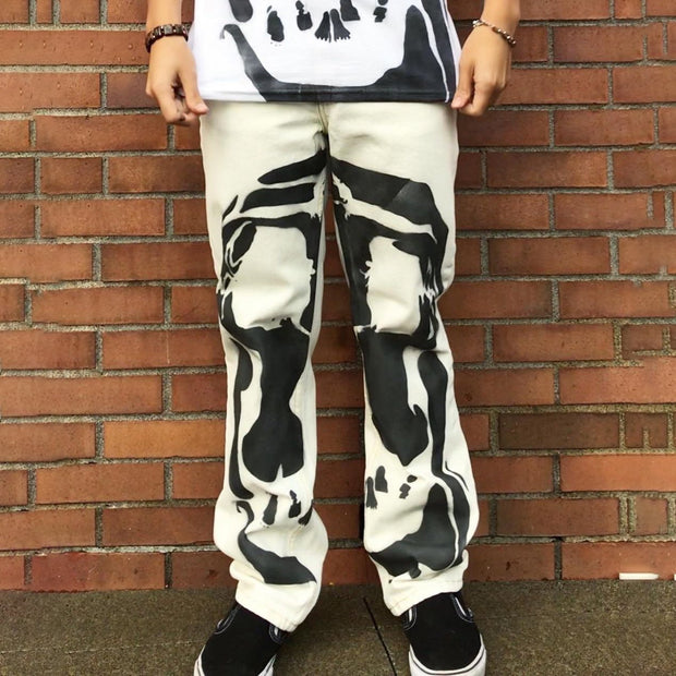 Street fashion casual skull pattern trousers