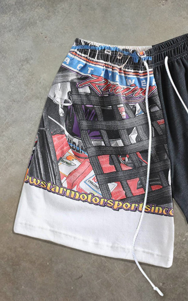 Personalized racing print casual shorts men