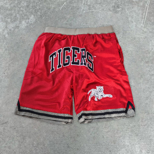Stylish preppy tiger print casual track shorts