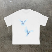 Trendy Dove Print Short Sleeve T-Shirt