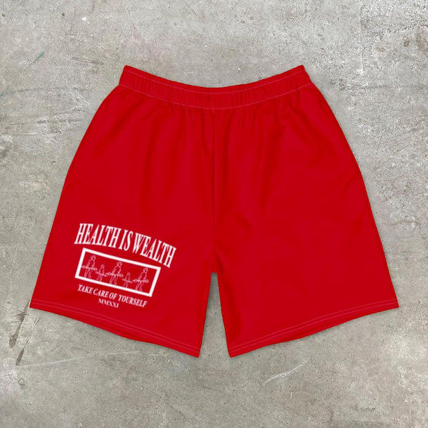 Health is wealth printed shorts