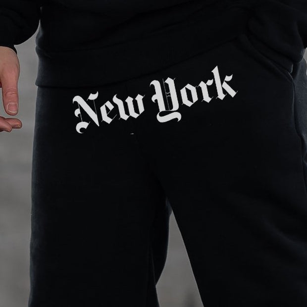 New York print casual track pants