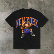 Casual sports bear print T-shirt