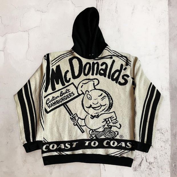 Street retro casual cartoon pattern hoodie