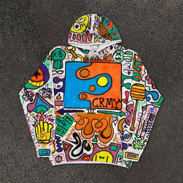 Graffiti contrast hip-hop street hoodie