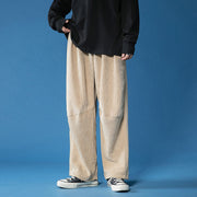 Corduroy high waist loose drape straight casual plus velvet thick trousers