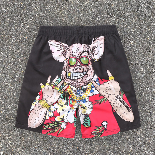 Hip hop pig beach pants seaside resort shorts