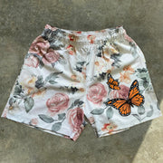 Vintage Butterfly Floral Mesh Shorts