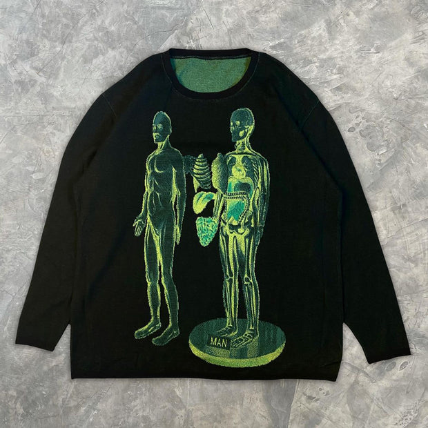 Retro alien biological art abstract long-sleeved shirt