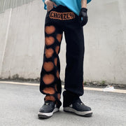 Street style casual pants with hip hop graffiti print