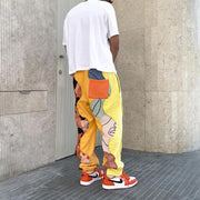 Trendy personality stitching hip-hop straight casual trousers