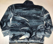 Fashion retro dolphin print polar fleece jacket