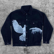 Tentacles of god and peace dove casual street denim jacket