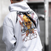 Street style printed hooded loose sweatshirt