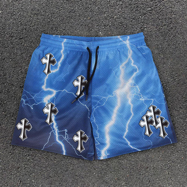 Lightning Cross Street Mesh Shorts