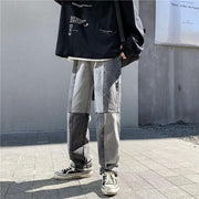 Stitched jeans men's design sense straight-leg trousers