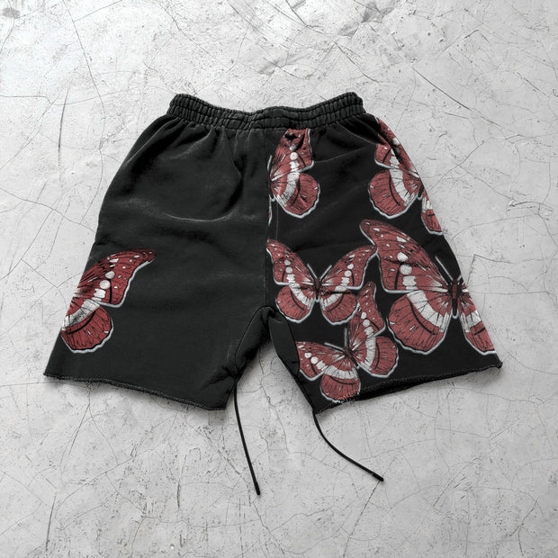 Vintage Casual Butterfly Print Shorts