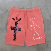 cross jesus pattern street shorts