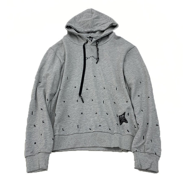 Casual loose letter print straight pullover hooded sweatshirt