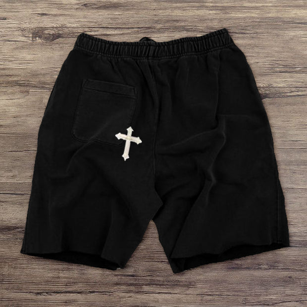 Casual cross-print street shorts
