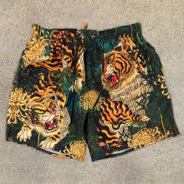 Tiger Print Casual Fashion Resort Beach Shorts