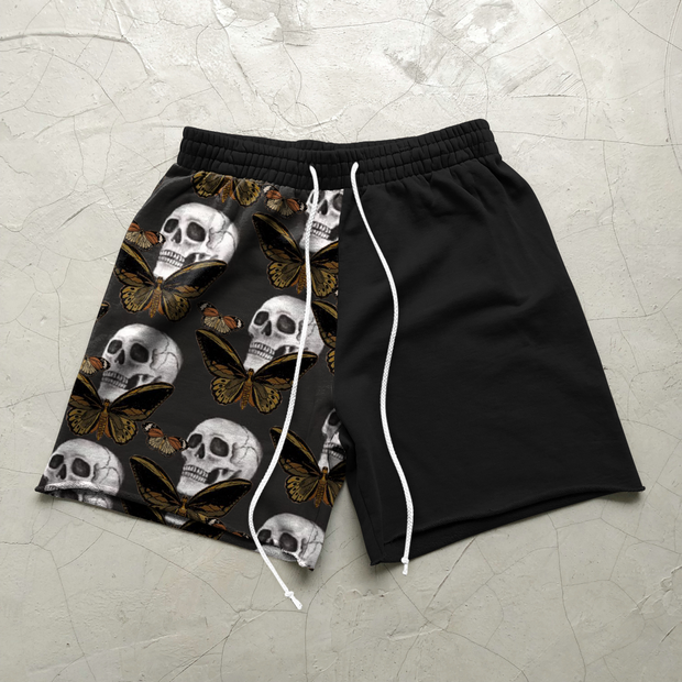 Skull print stitching personalized sports shorts