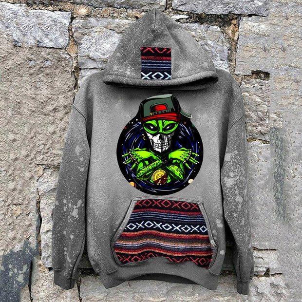 Retro alien skull personalized hoodie