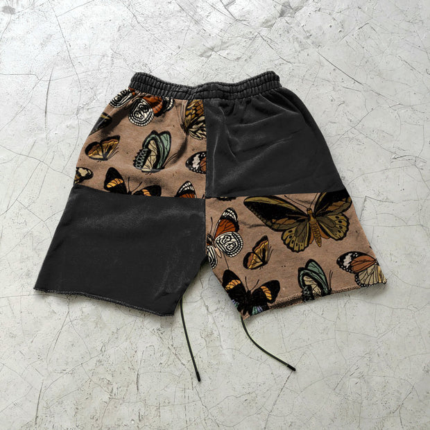 Stitching contrast retro casual shorts