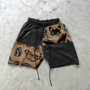 Stitching contrast retro casual shorts