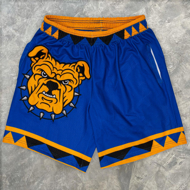 Blue printed casual sports shorts