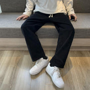 Men's sports sweatpants loose and versatile solid color straight wide-leg mopping pants