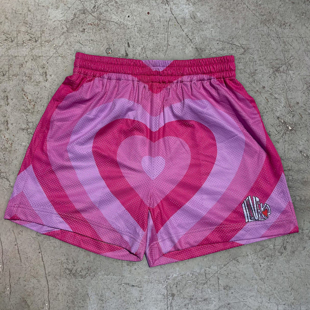 Pink casual retro trendy couple shorts